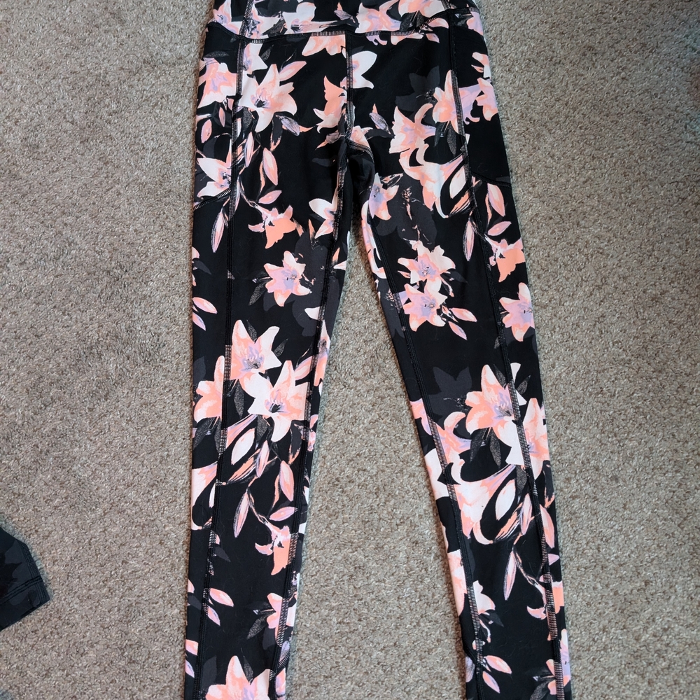 Floral Black and Pink Leggings